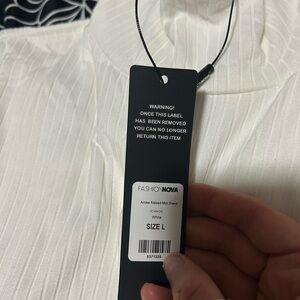 Fashion Nova White Amika Ribbed Midi Dress